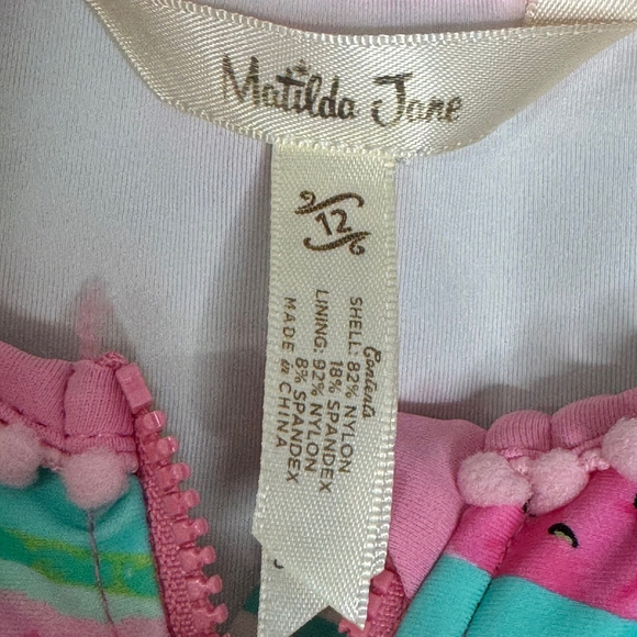 Matilda Jane Splash of Watermelon One-Piece Girls Rashguard Size 12 - Picture 4 of 5
